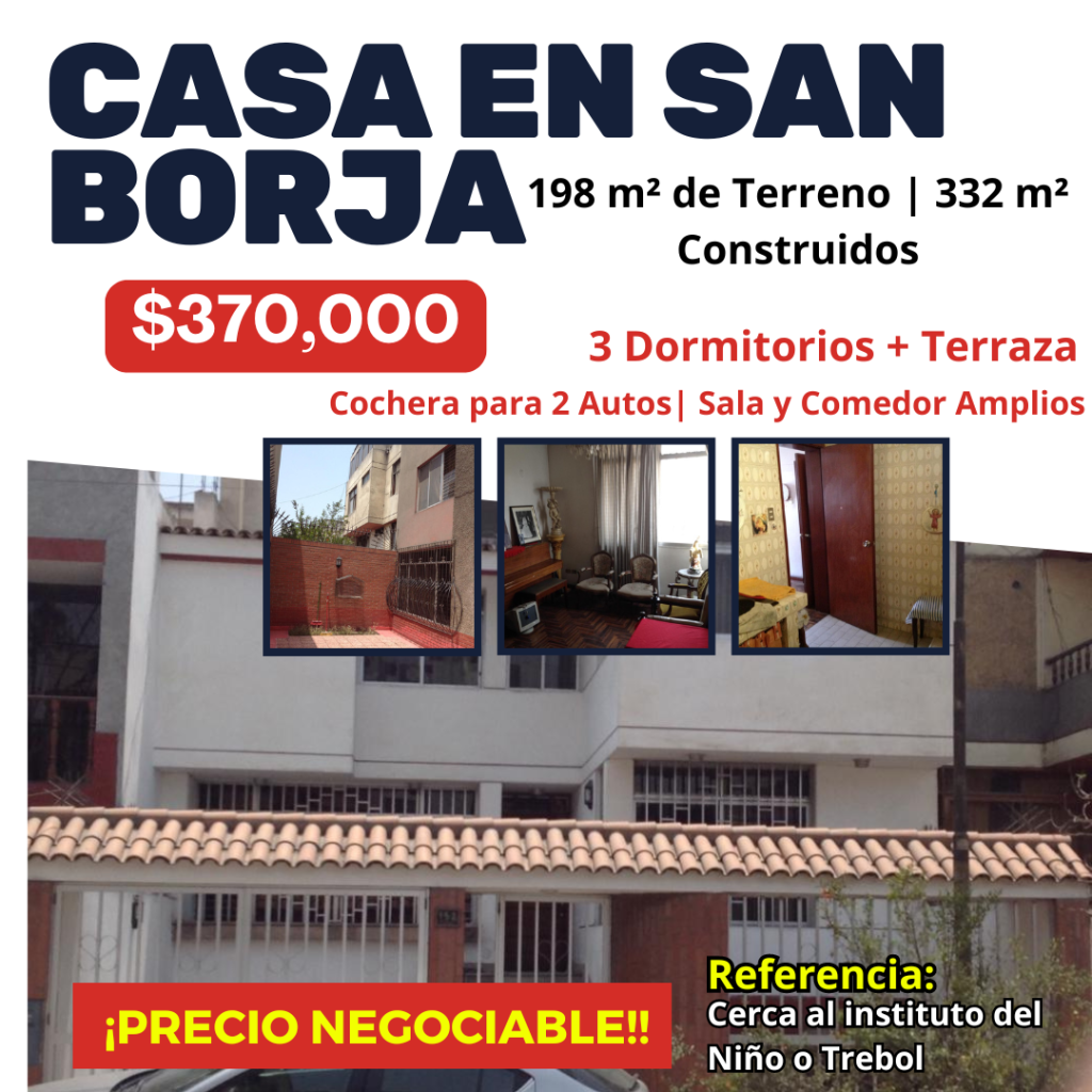 casa en venta en san borja lima de 332m2