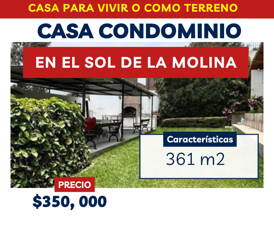 venta de casa condominio en el sol de la molina